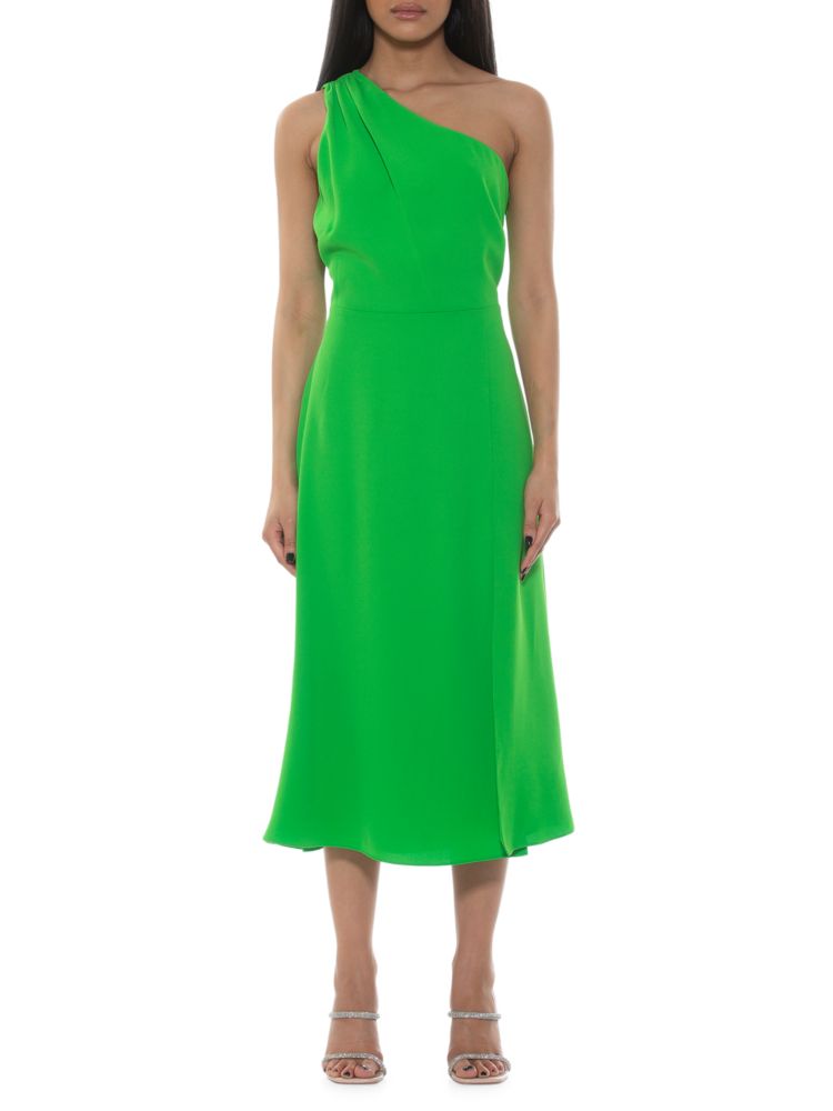 Расклешенное платье миди на одно плечо Fay Alexia Admor, цвет Bright Green