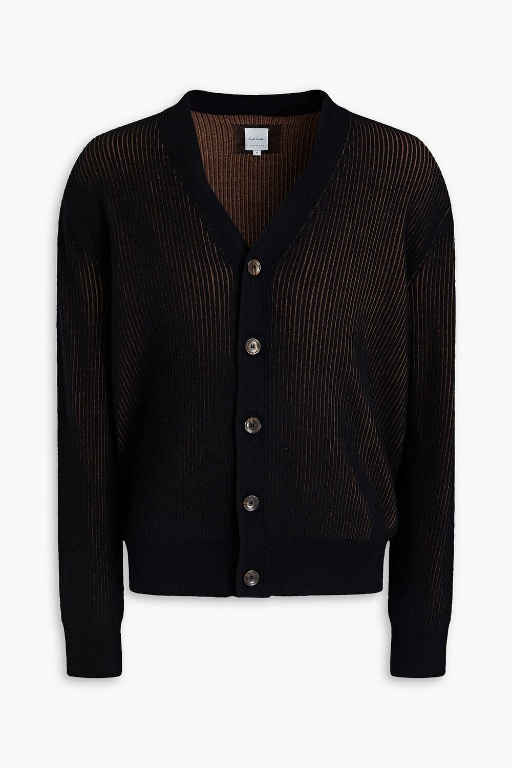 

Кардиган в рубчик из смеси шерсти и хлопка PAUL SMITH, черный