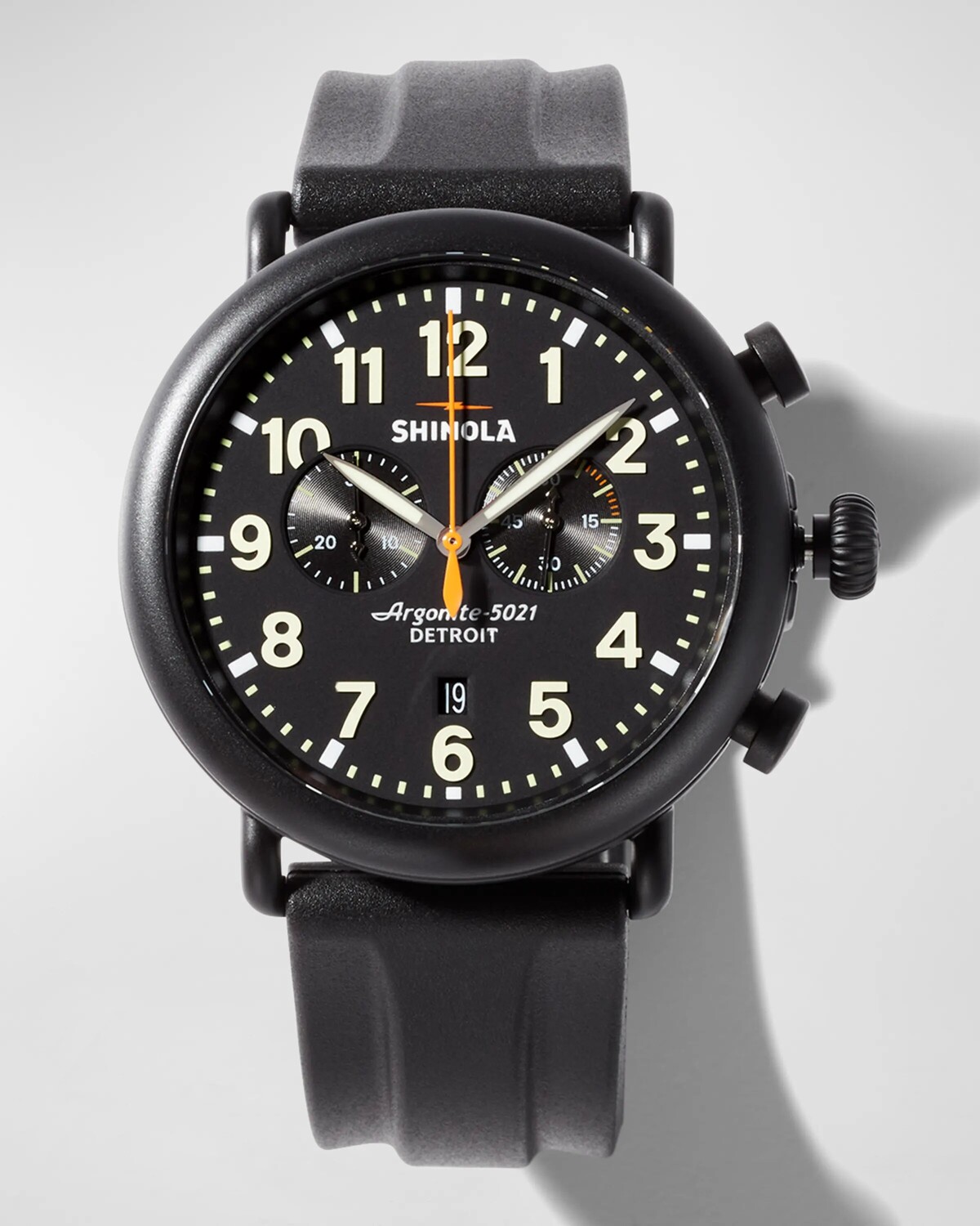 

Мужские резиновые часы Runwell с 2-глазым хронографом, 47 мм Shinola, цвет Black