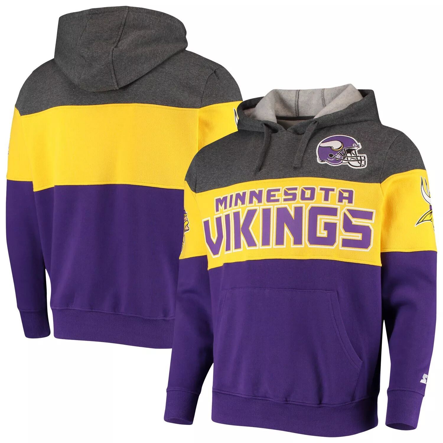 

Мужской стартовый пуловер с капюшоном Minnesota Vikings Extreme Fireballer серого/золотого цвета Starter, Серый
