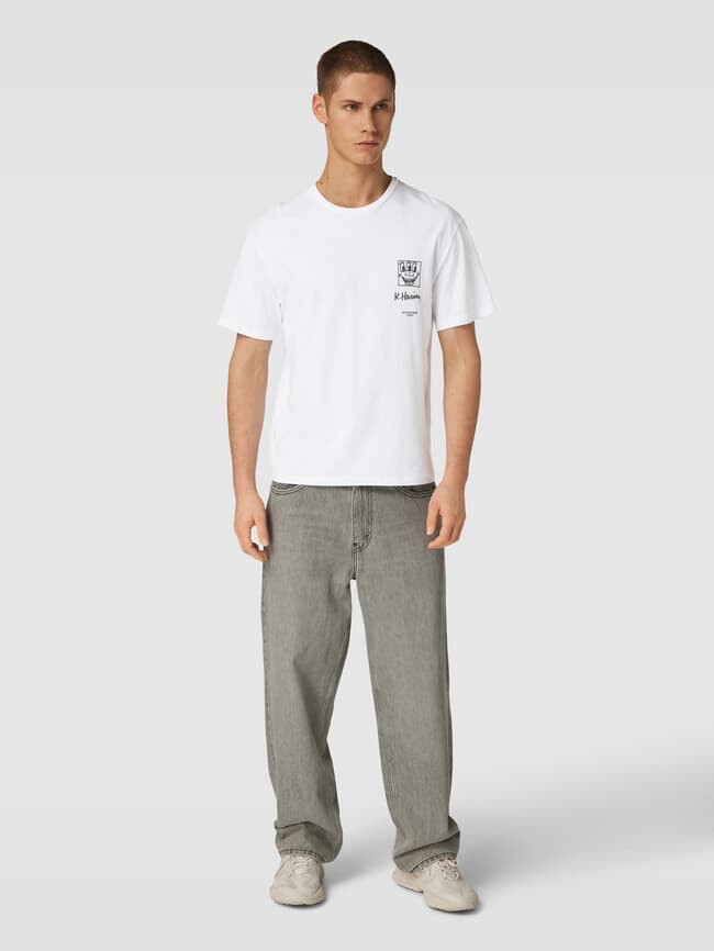 

Футболка с мотивным принтом на спине, модель KEITHHARING Jack & Jones, белый