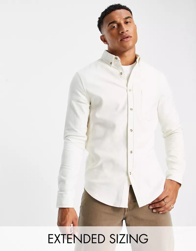 Белая оксфордская рубашка с сатиновым эффектом ASOS