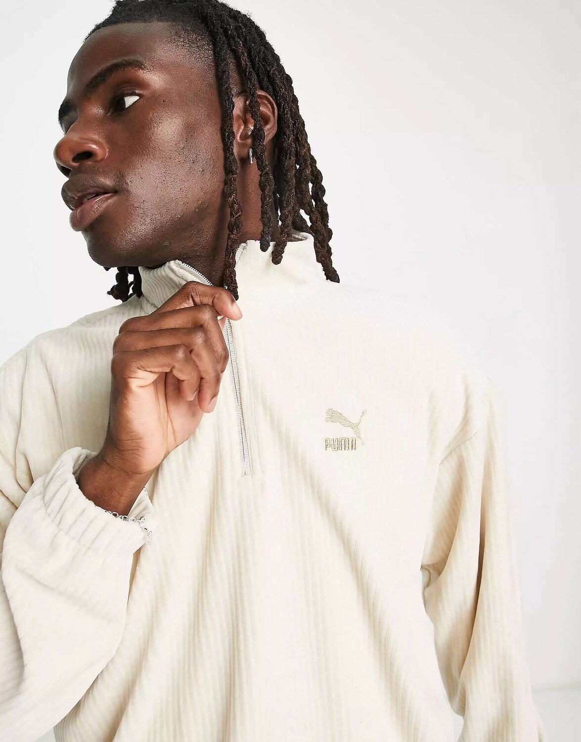 

Овсяный свитшот Puma Classics Cosy Club на молнии до половины длинына ASOS