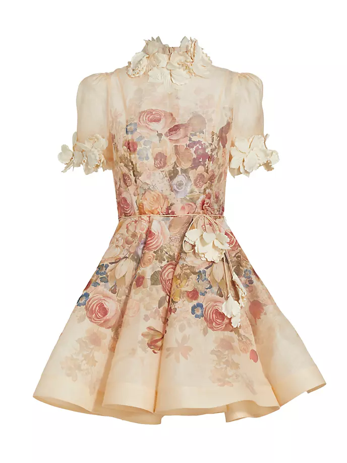 

Мини-платье Luminosity с цветочным принтом Zimmermann, цвет morisot cream print