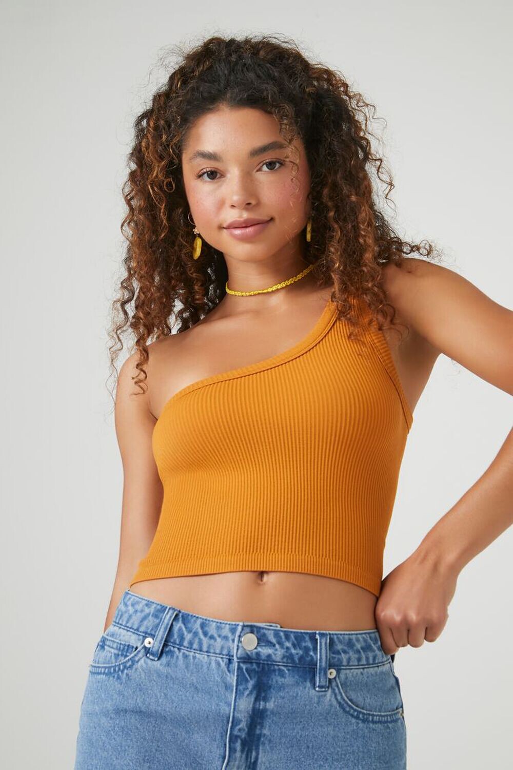 

Бесшовный укороченный топ на одно плечо Forever 21