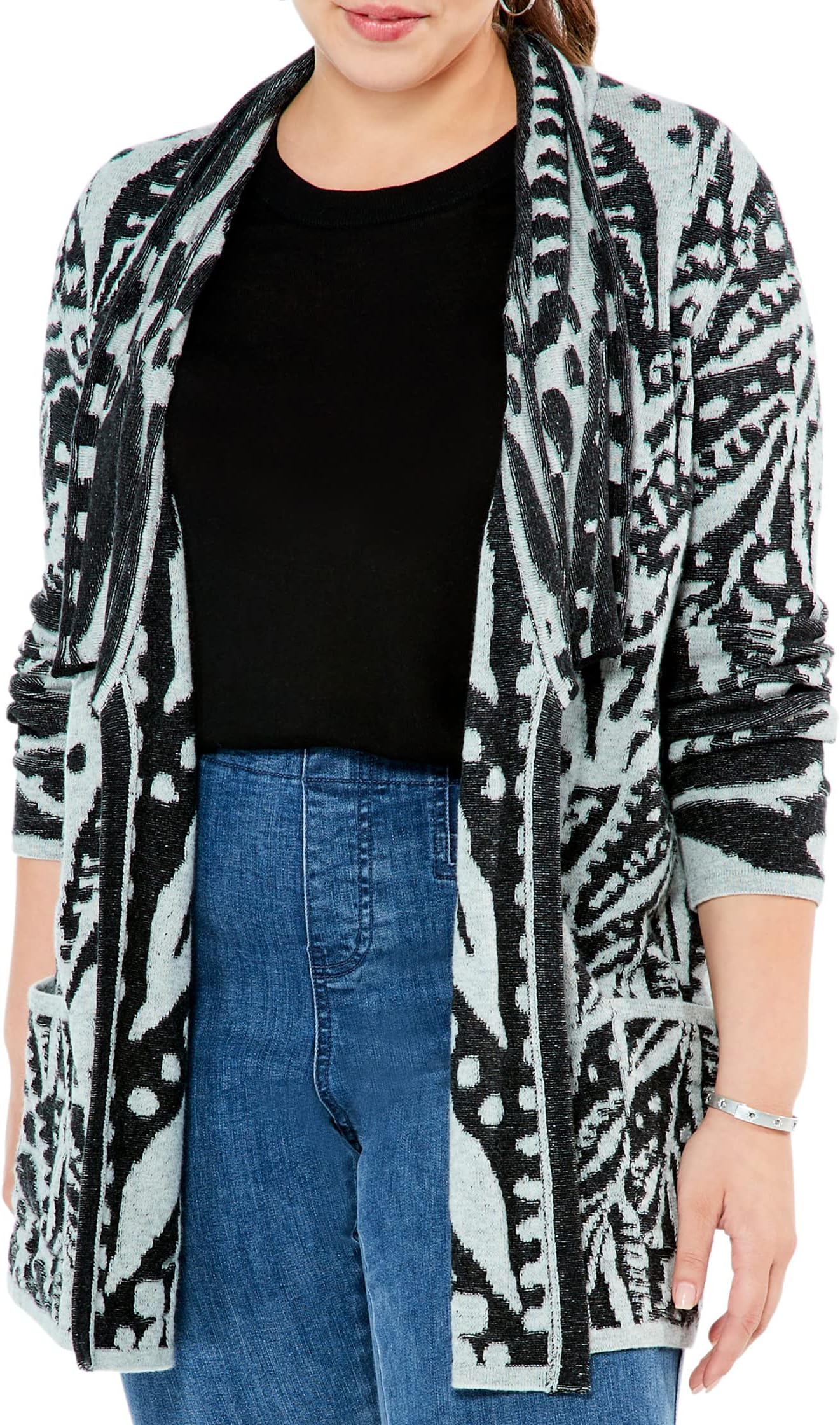 

Свитер Plus Size Here and There Cardigan NIC+ZOE, цвет Black Multi