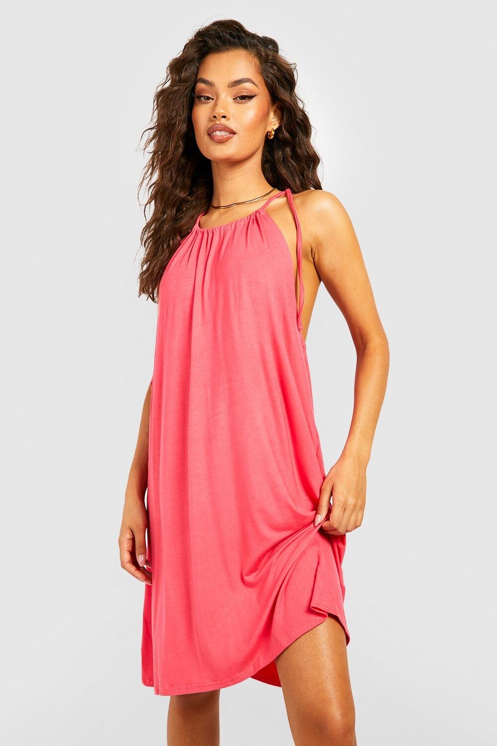 

Мини-платье с халтером Boohoo, розовый