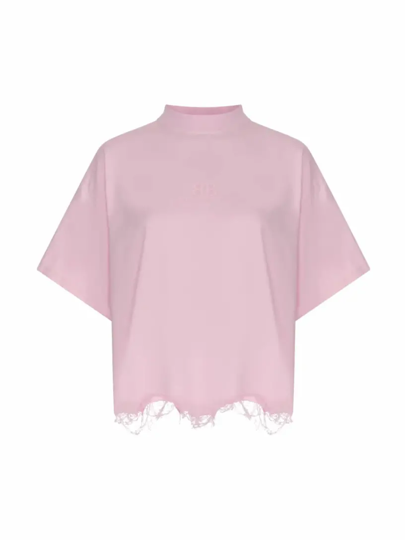 

Хлопковая футболка с логотипом Balenciaga, розовый