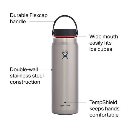

Легкая бутылка для воды с гибкой крышкой и широким горлышком, 32 унции Hydro Flask, светло-голубой