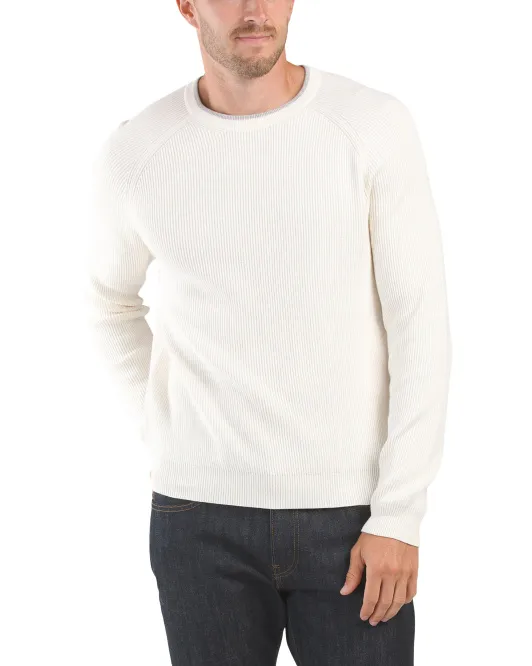 

Свитер Fisherman с круглым вырезом из смеси хлопка и кашемира Naadam, цвет Off White