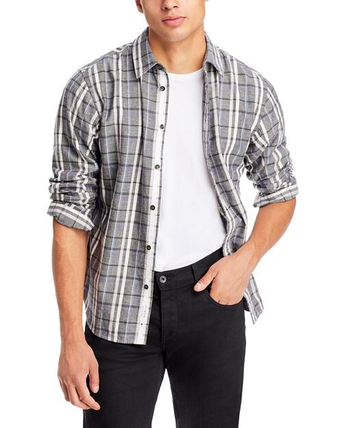 

Рубашка свободного кроя на пуговицах в клетку из смеси хлопка Fit 2 Engineered Donegal rag & bone, цвет Gray
