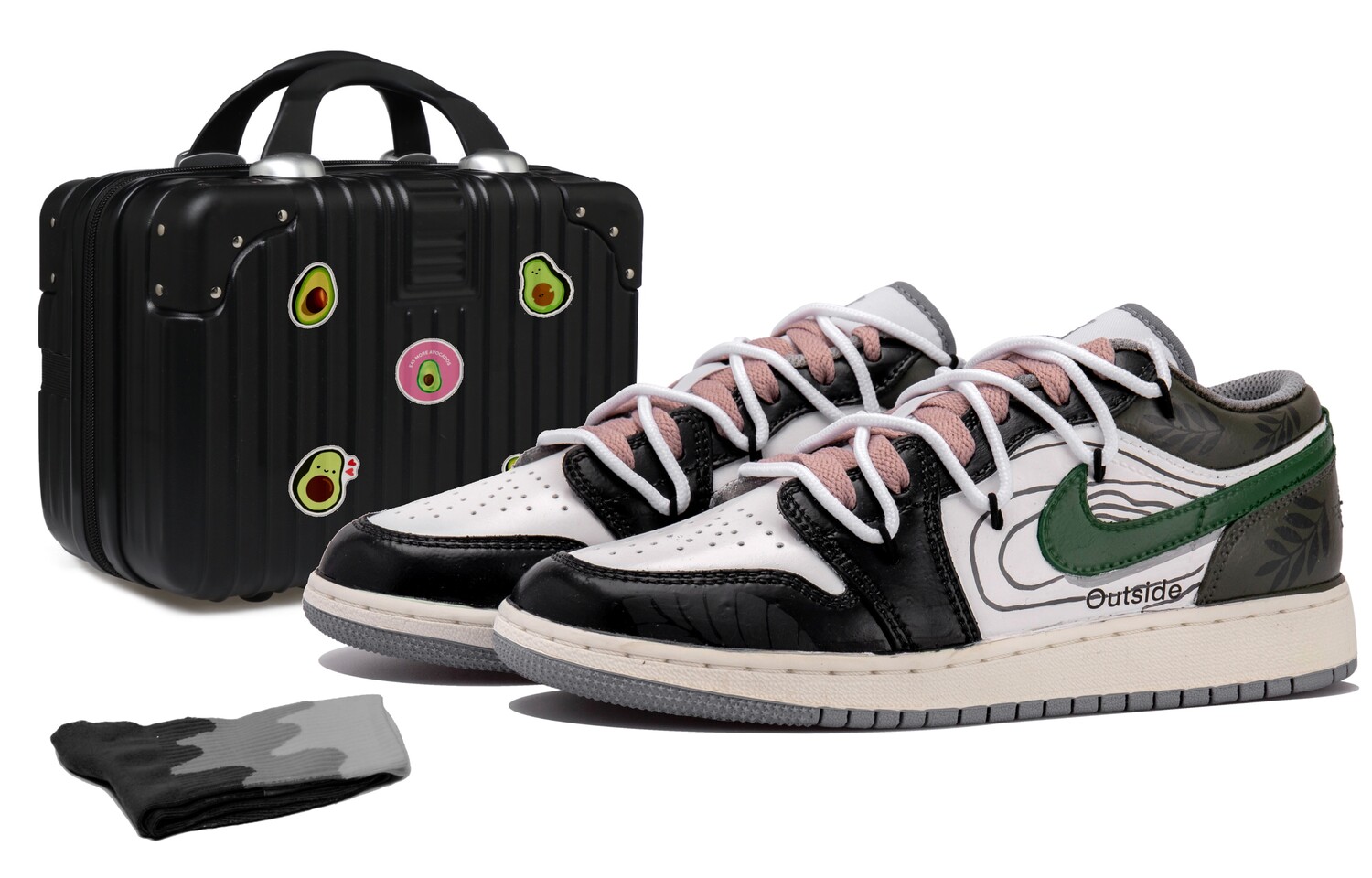 

Кроссовки Air Jordan 1 Vintage Basketball Shoes Women's Low-top Black/green, черный/зеленый