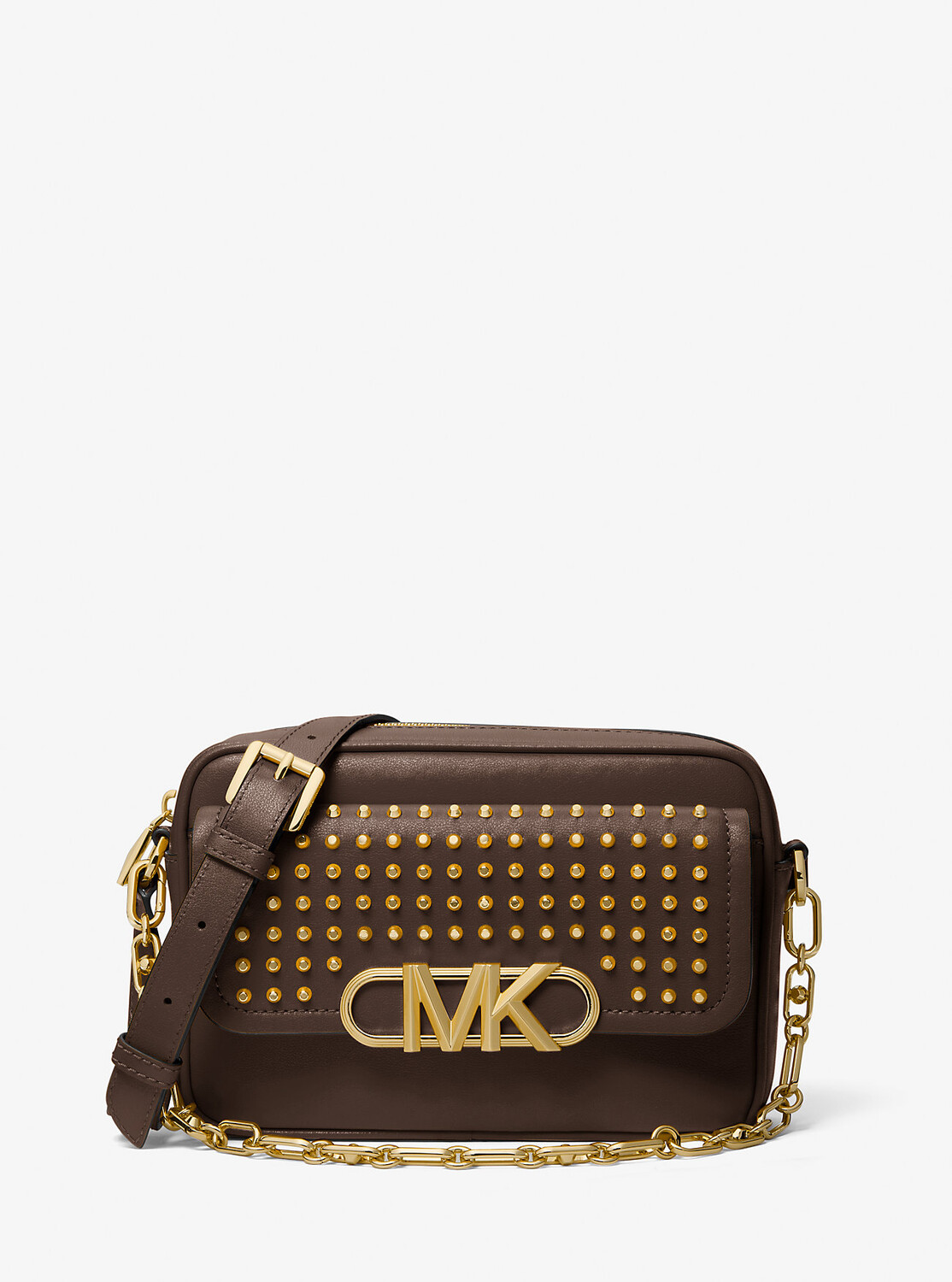 

Кожаная сумка через плечо Parker среднего размера с заклепками Michael Kors
