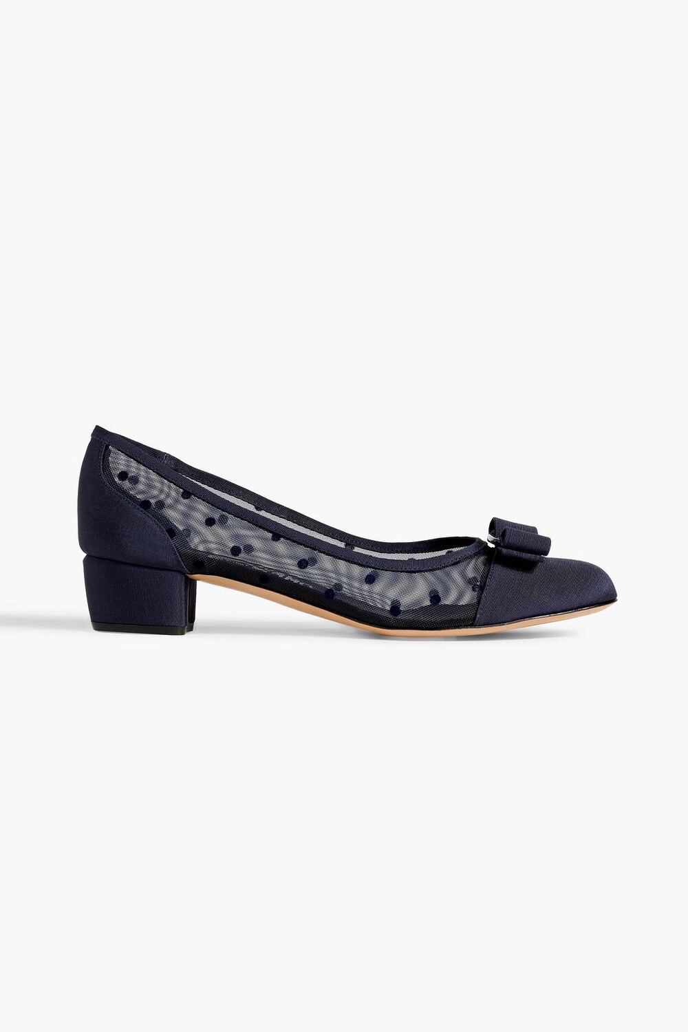 

Туфли из флокированного тюля и фая Vara Dot FERRAGAMO, нави