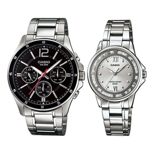 Часы CASIO ENTICER SERIES Series Couple Quartz Waterproof Black/Silver Analog, черный