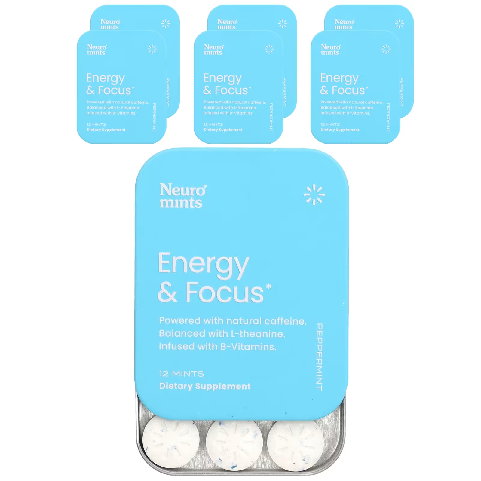 Кофеиновая жевательная резинка NeuroGum NeuroMints Energy & Focus, 72 шт