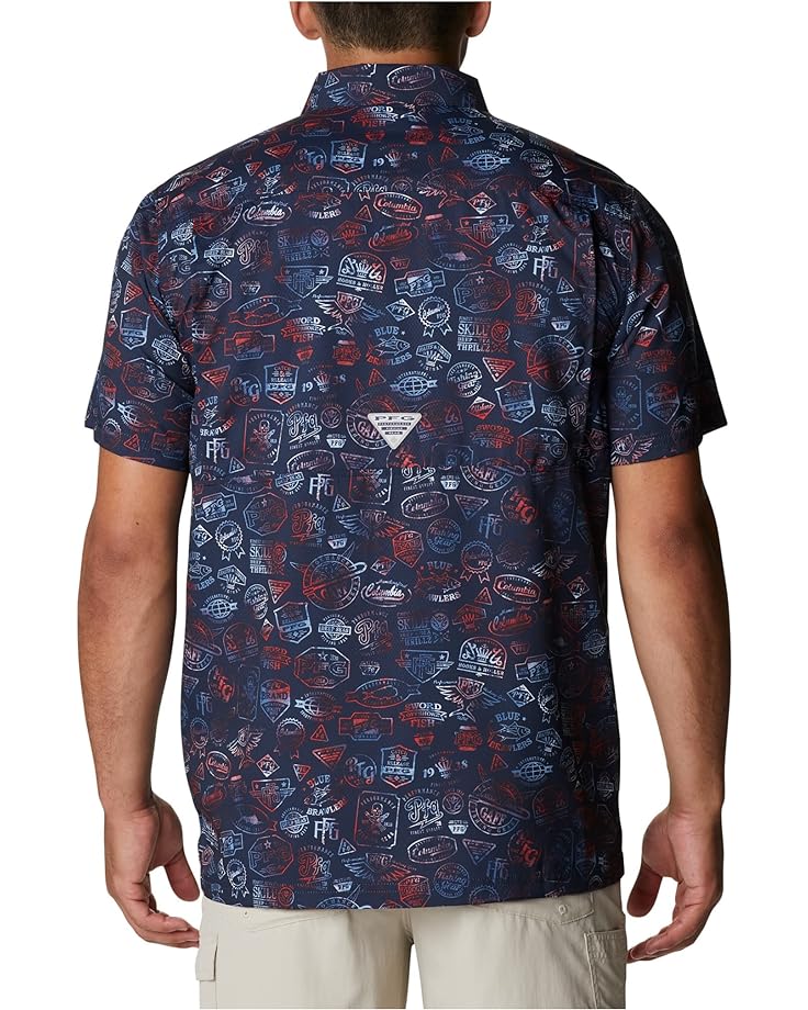 Рубашка Columbia Super Slack Tide Camp Shirt, цвет Collegiate Navy Tie-Dye Print куртка zara tie dye print faux shearling антрацитово серый