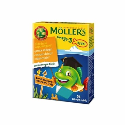 Рыбий жир Омега-3 для детей 36 Желе для детей Апельсин-лимонный вкус, Moller'S