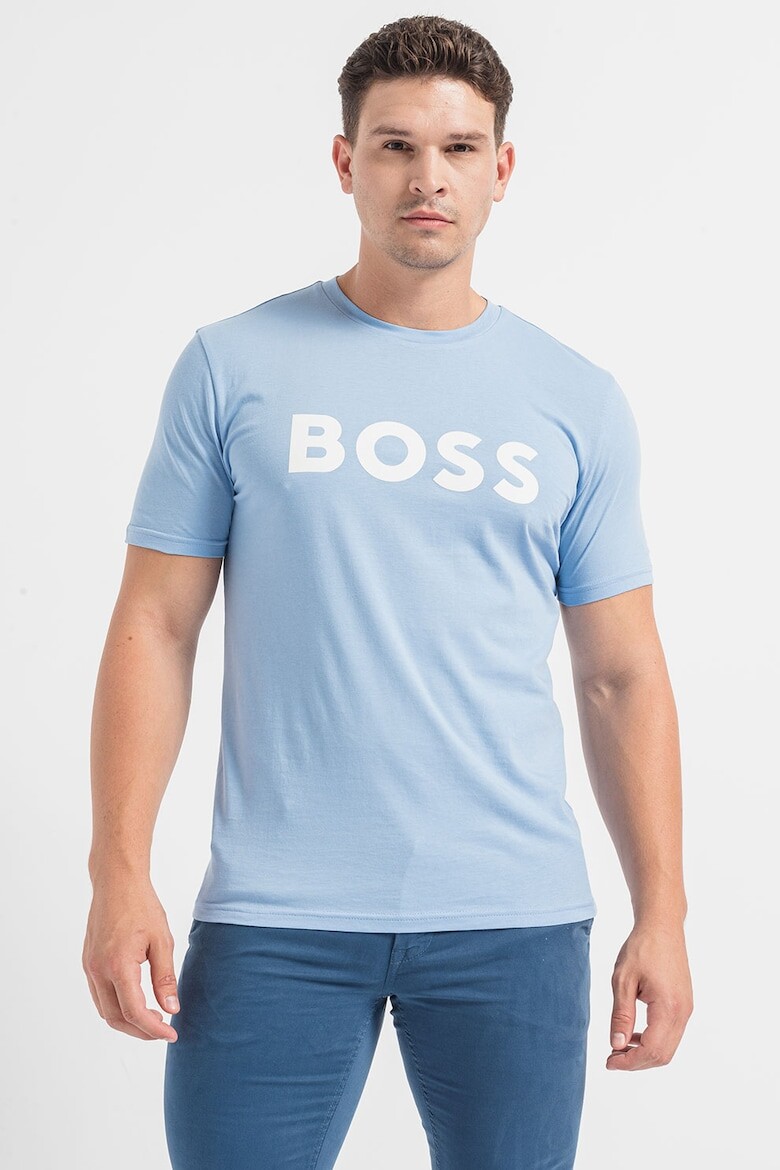

Хлопковая футболка Thinking с логотипом Boss, синий