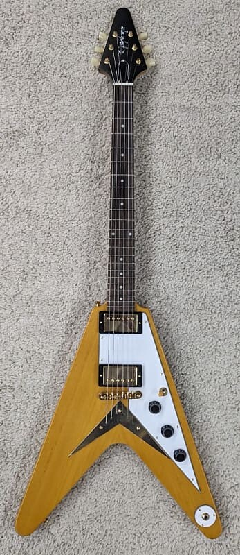 

Электрогитара Epiphone 1958 Korina Flying V Electric Guitar, Antique Natural with Hard Case