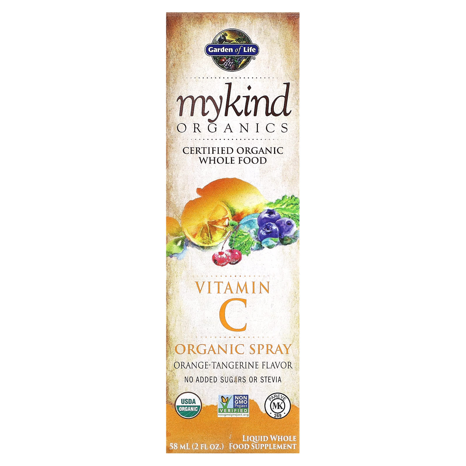 

MyKind Organics, спрей с органическим витамином C, вкус апельсина и мандарина, 58 мл (2 жидкие унции), Garden of Life