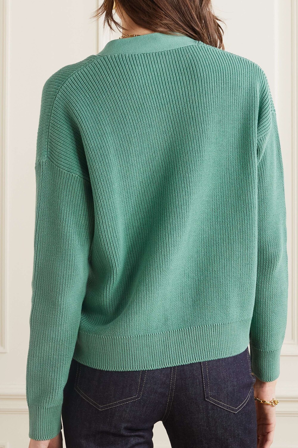 

MAX MARA кардиган Leisure Arancio из смесового хлопка в рубчик, зеленый