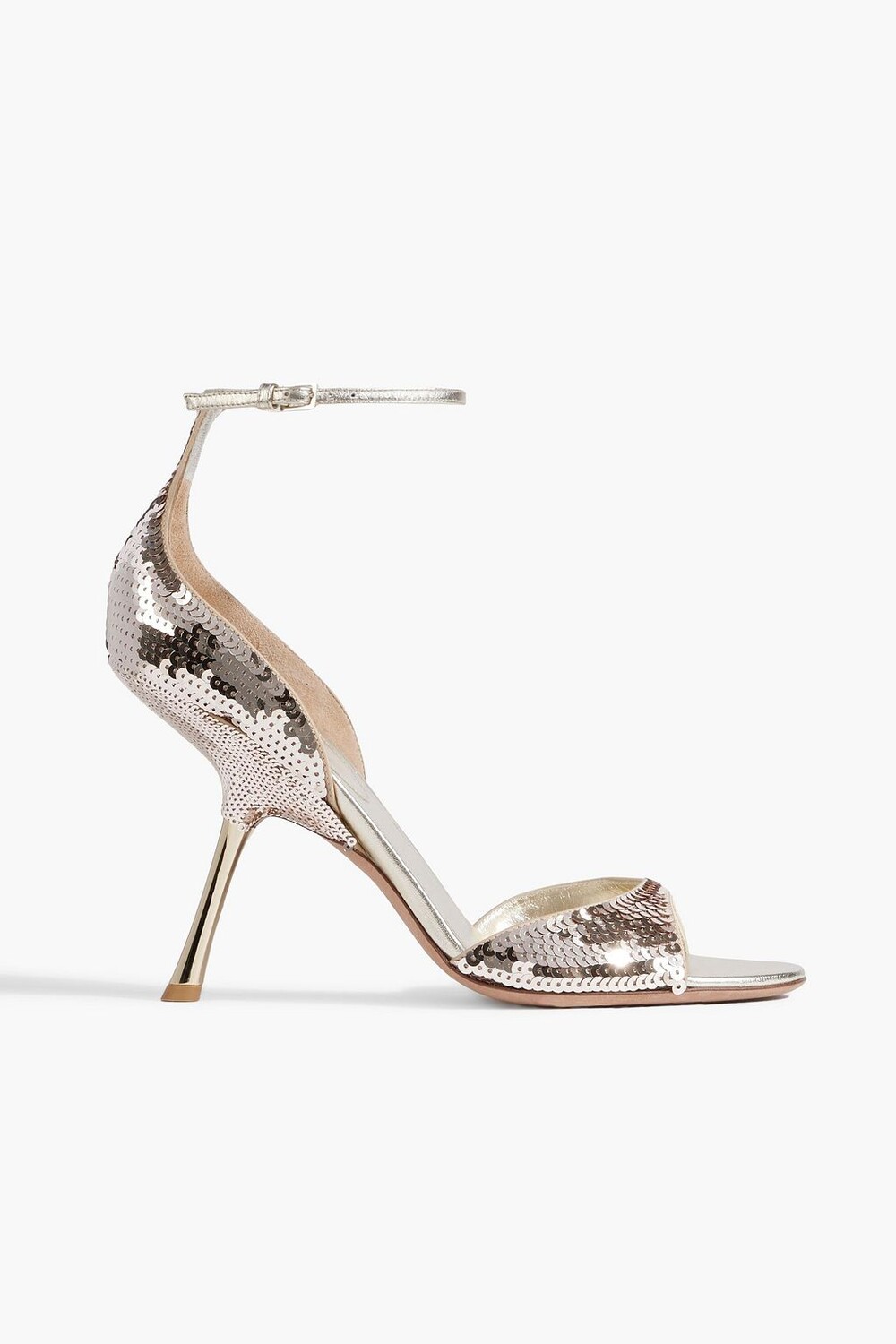 

Сандалии из металлизированной кожи с пайетками VALENTINO GARAVANI, платиновый