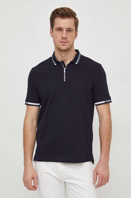 

Хлопковая рубашка-поло Armani Exchange, темно-синий