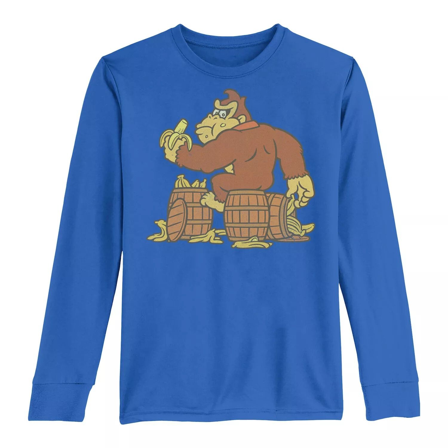 

Футболка с рисунком Donkey Kong Eating Bananas On Barrel для мальчиков 8–20 лет Licensed Character