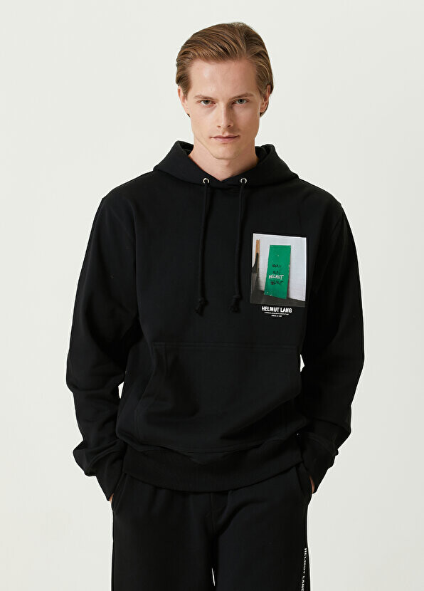 

Черный свитшот с капюшоном и логотипом Helmut Lang