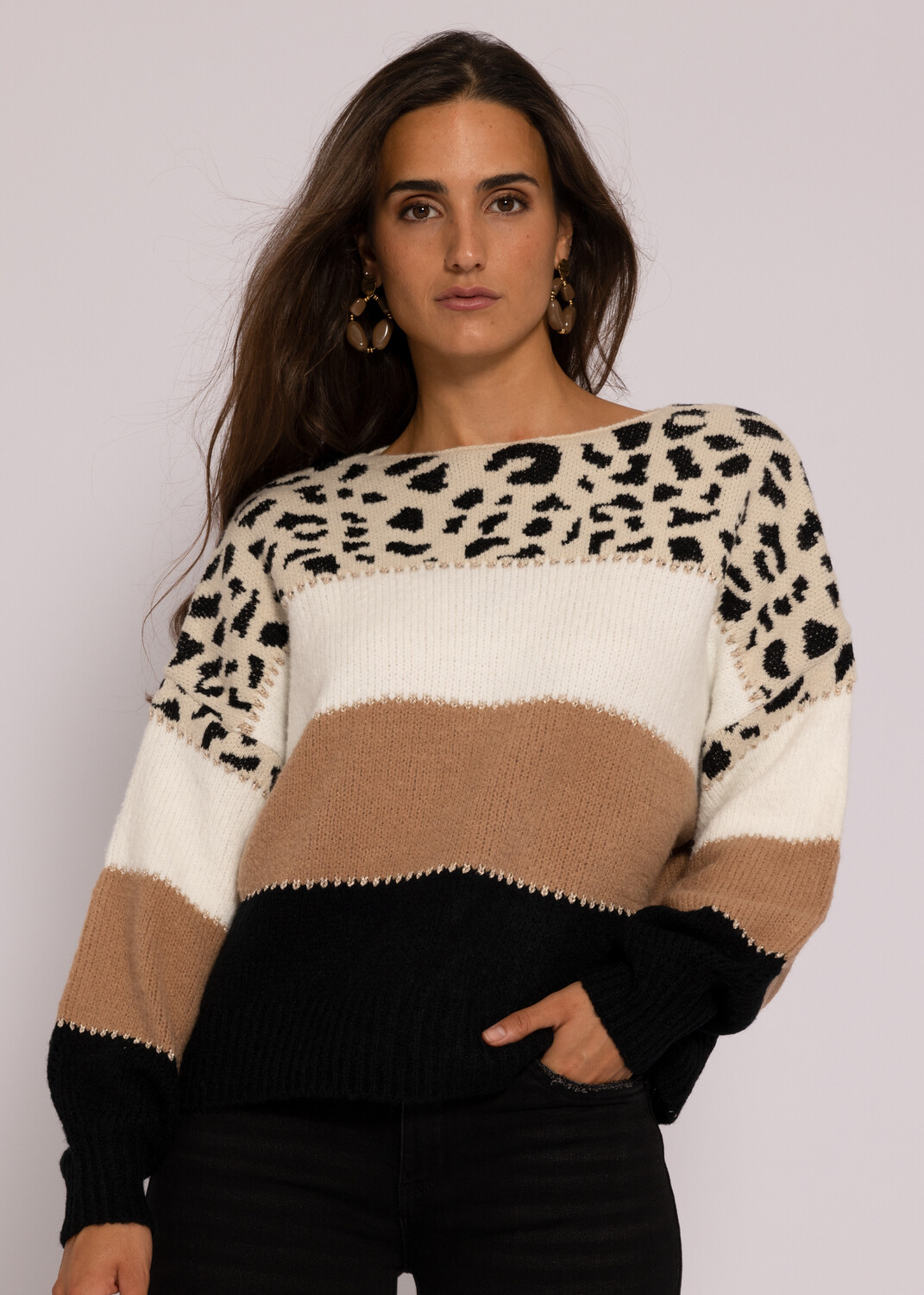 

Свитер SASSYCLASSY Oversize Strick, кремовый, черный, верблюжий