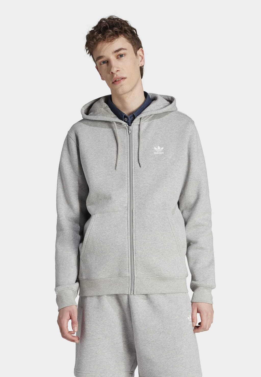 

Толстовка на молнии adidas Originals TREFOIL ESSENTIALS FULL-ZIP, цвет medium grey heather