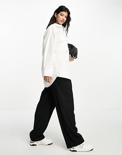 

Белая рубашка оверсайз с широкими манжетами ASOS DESIGN
