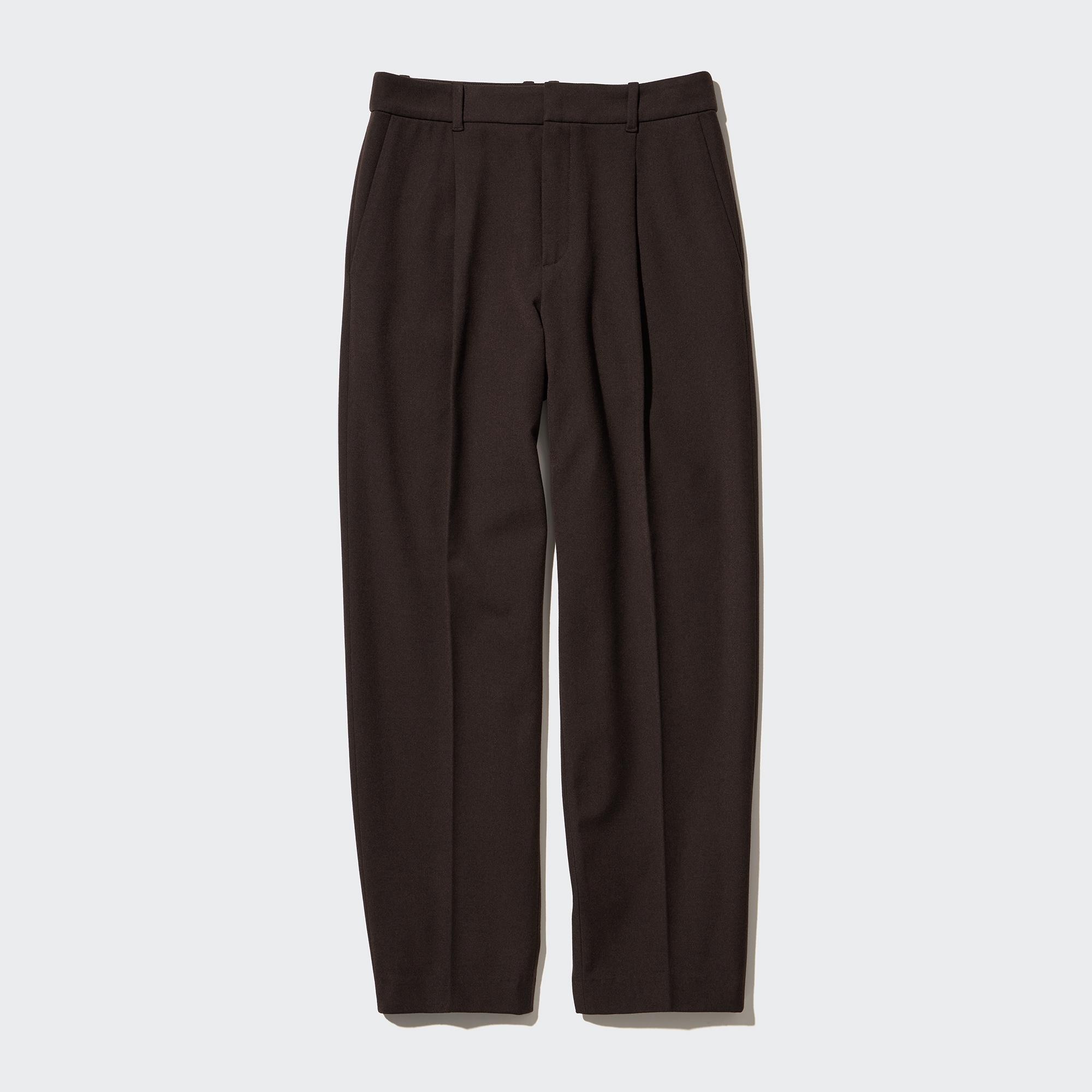 Брюки UNIQLO Heattech с защипами, темно-коричневый брюки uniqlo heattech pile lined joggers темно серый