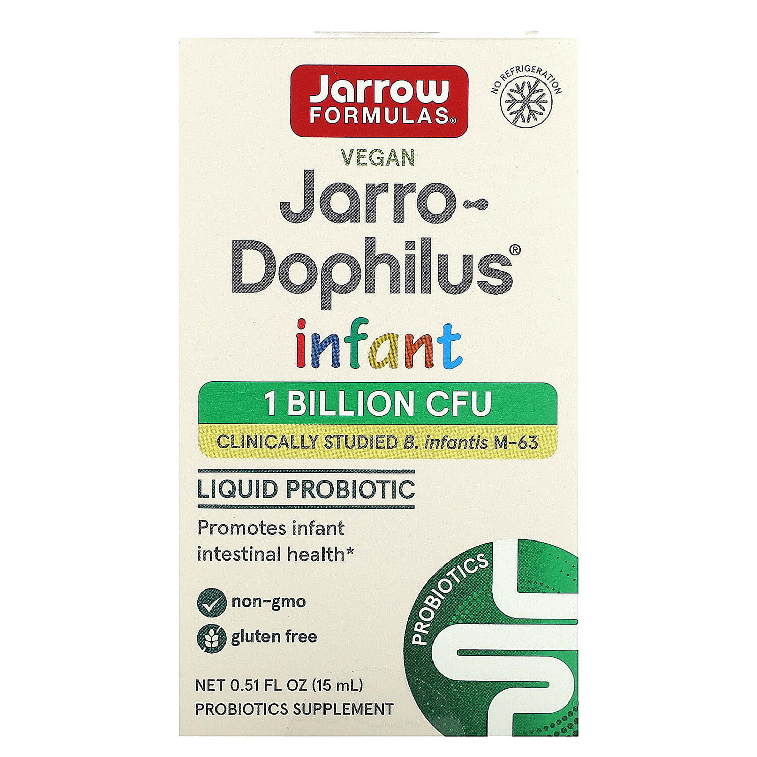 

Jarro-Dophilus, веганский жидкий пробиотик для младенцев, 1 млрд КОЕ, 15 мл (0,51 жидк. унции), Jarrow Formulas