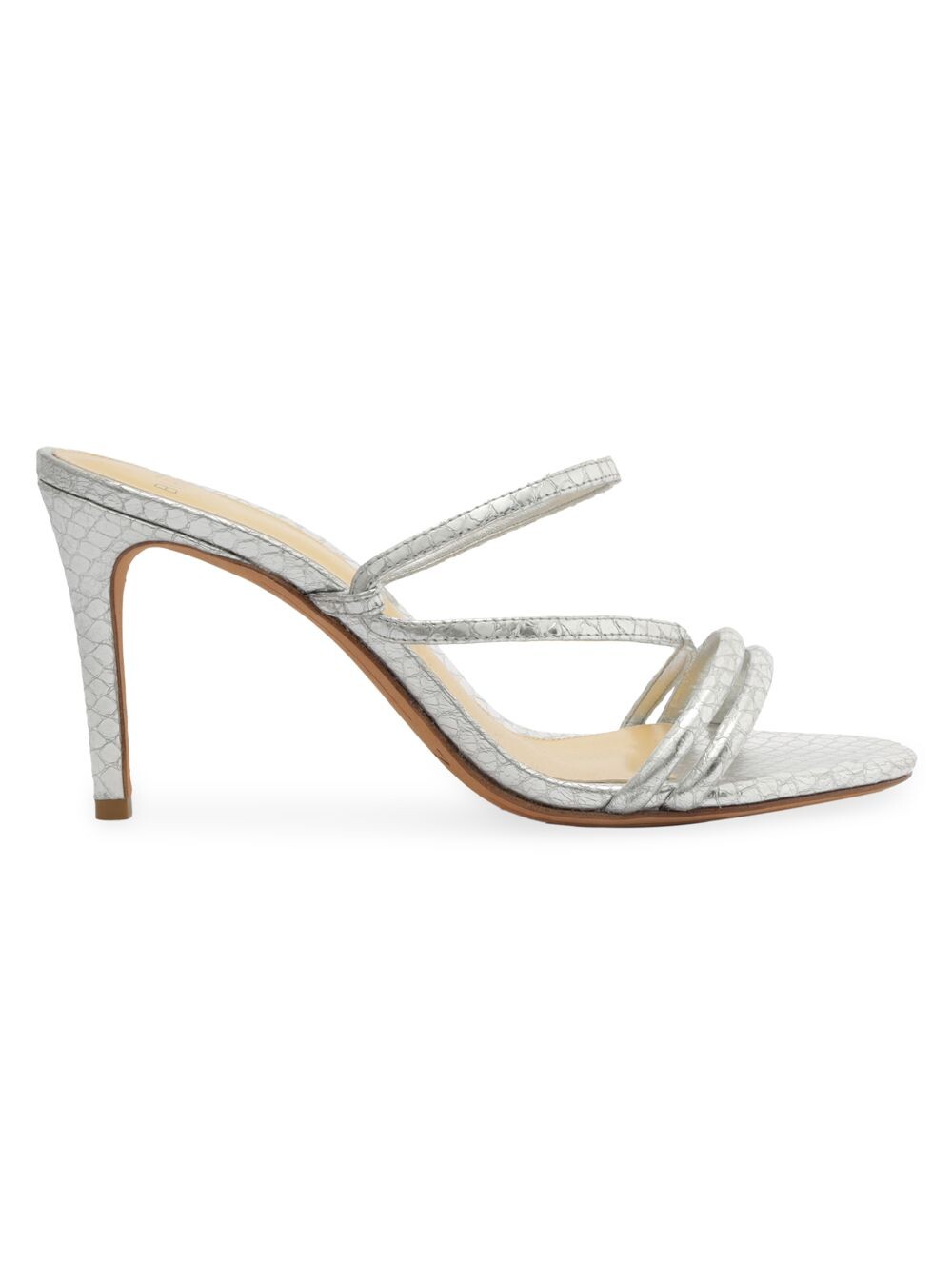 

Кожаные сандалии Eve 85MM с тиснением под змею Alexandre Birman, серебряный