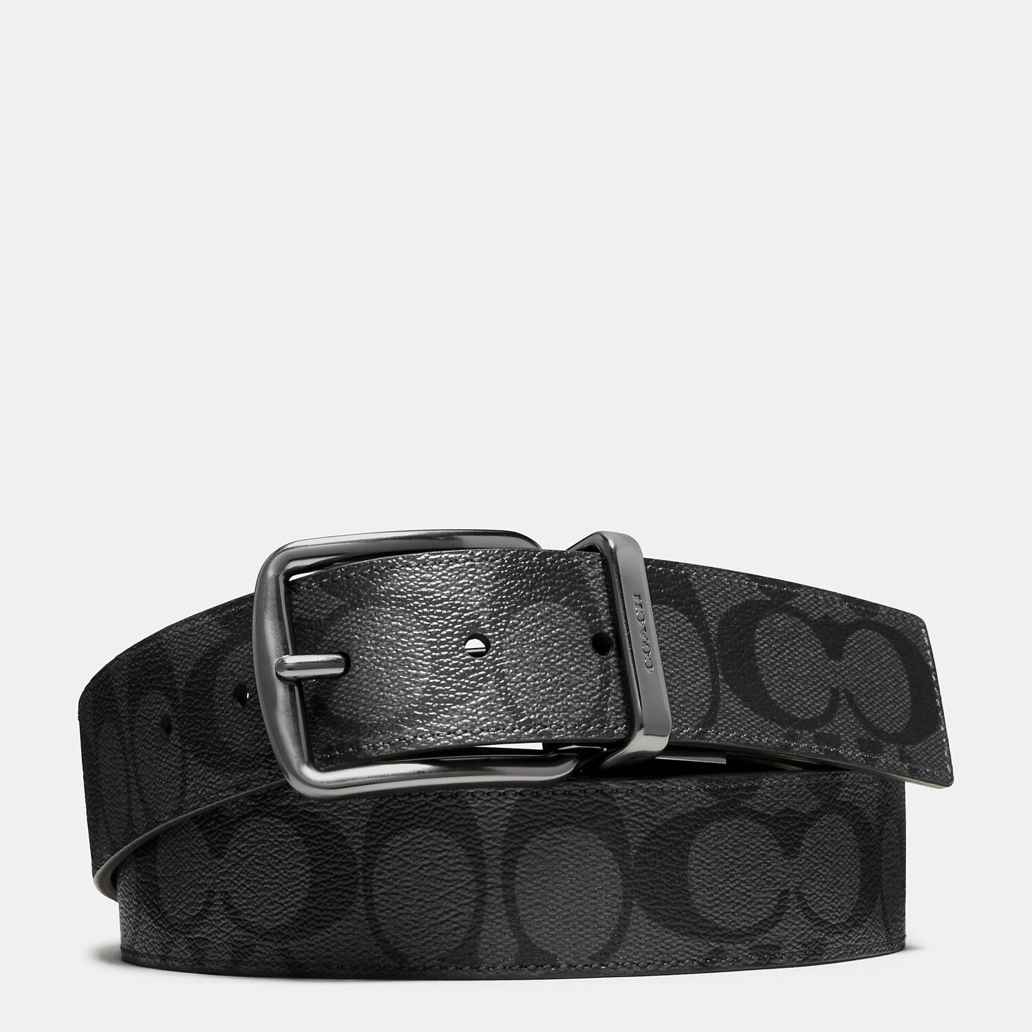 

Двусторонний ремень с пряжкой Coach Outlet, 38 мм, цвет Charcoal/Black
