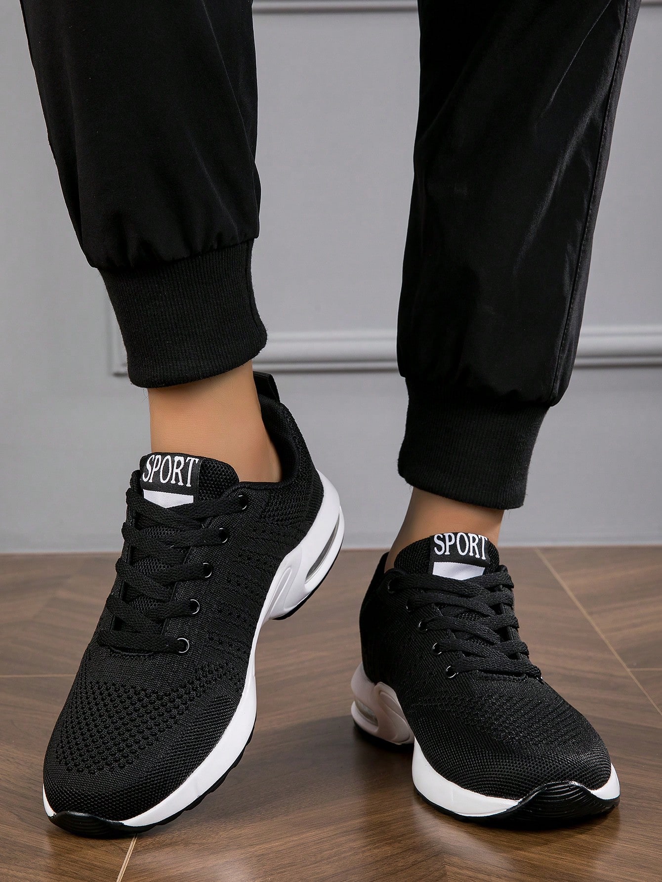 Мужская спортивная обувь, черный модная мужская спортивная обувь с воздушной подушкой мужская спортивная обувь для бега крутые сетчатые кроссовки дышащая обувь для бега