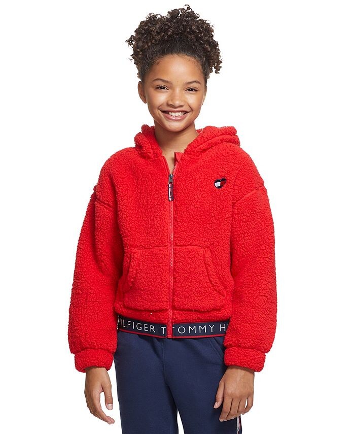 

Толстовка на молнии из шерпы для маленьких девочек Tommy Hilfiger, красный