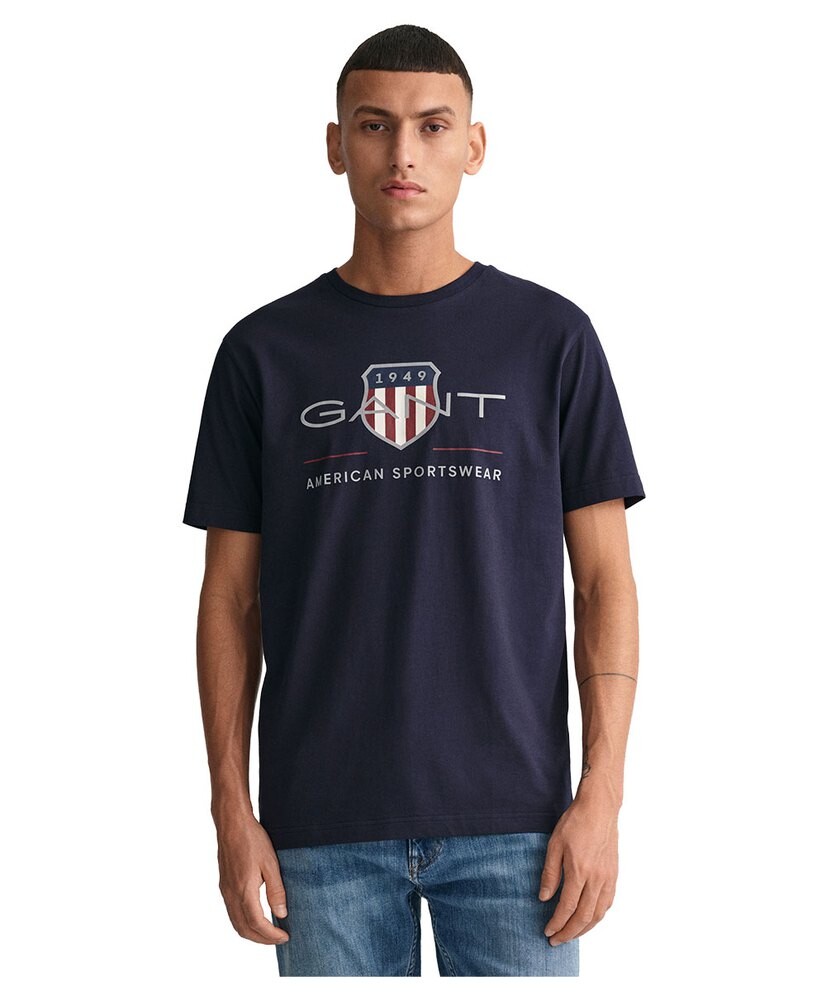 Футболка с коротким рукавом Gant Archive Shield Regular Fit, синий худи gant archive shield regular fit зеленый