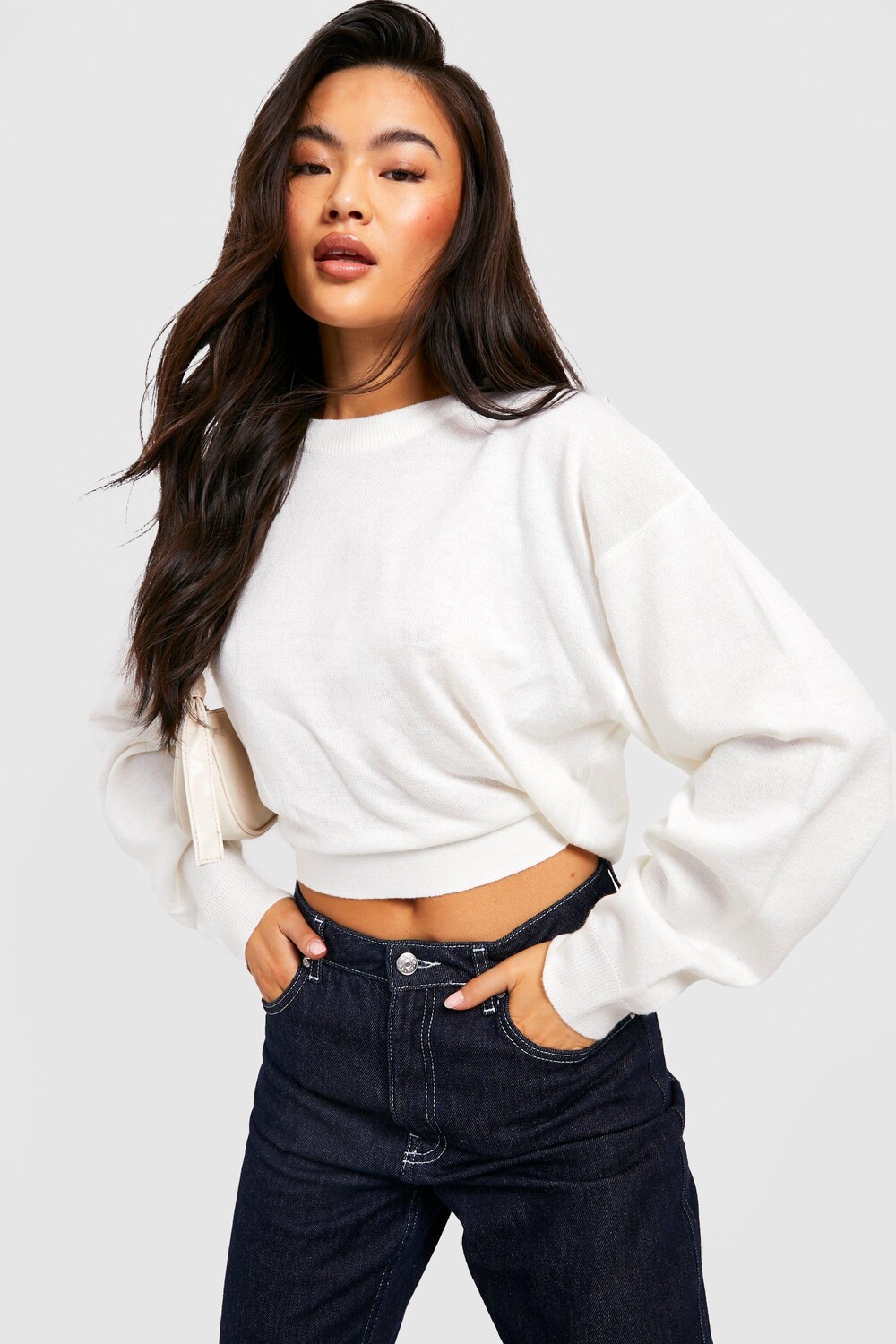 

Свитер с завязкой на спине Boohoo, слоновая кость, Бежевый