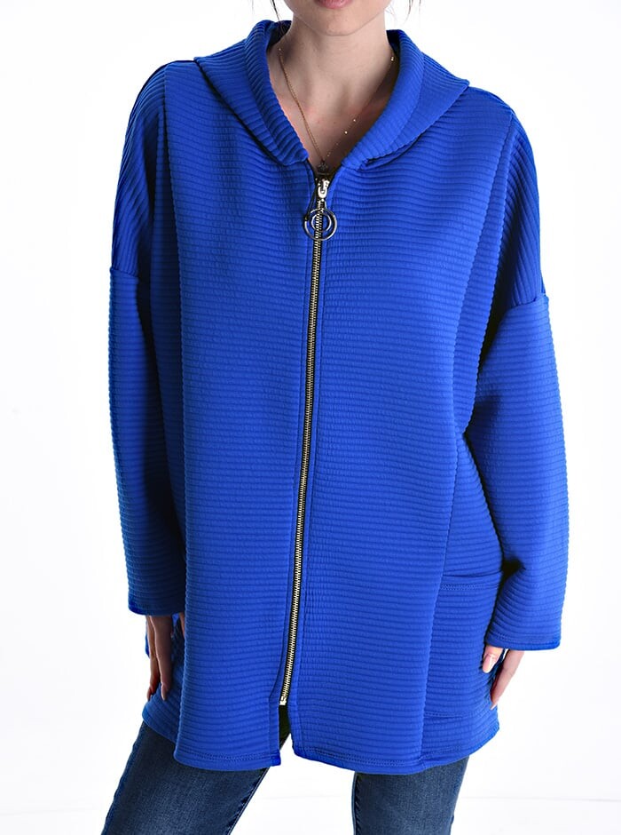 

Куртка с карманами и капюшоном на молнии, цвет Electric blue