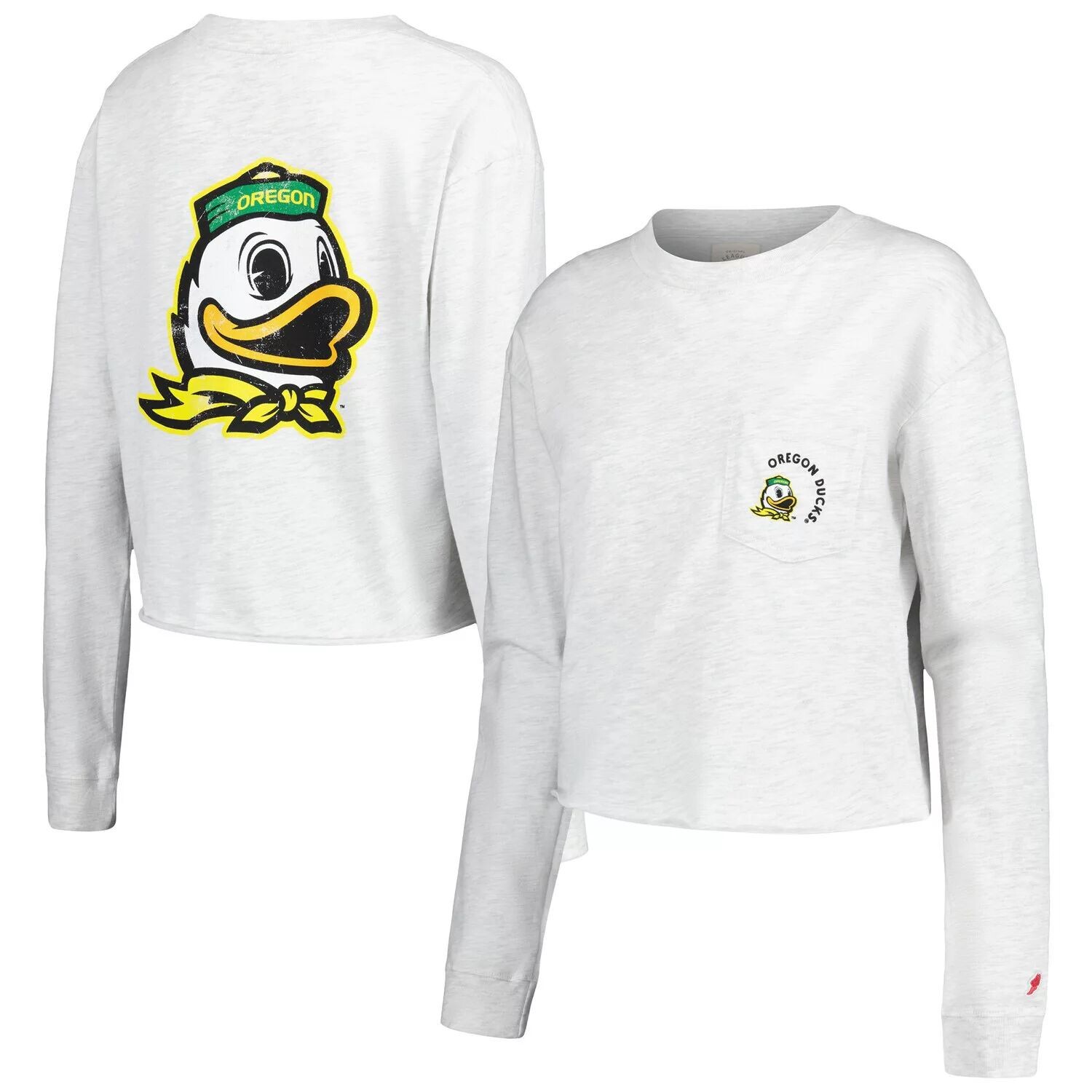 

Женская лига студенческой одежды Ash Oregon Ducks Clothesline Укороченная футболка миди с длинными рукавами
