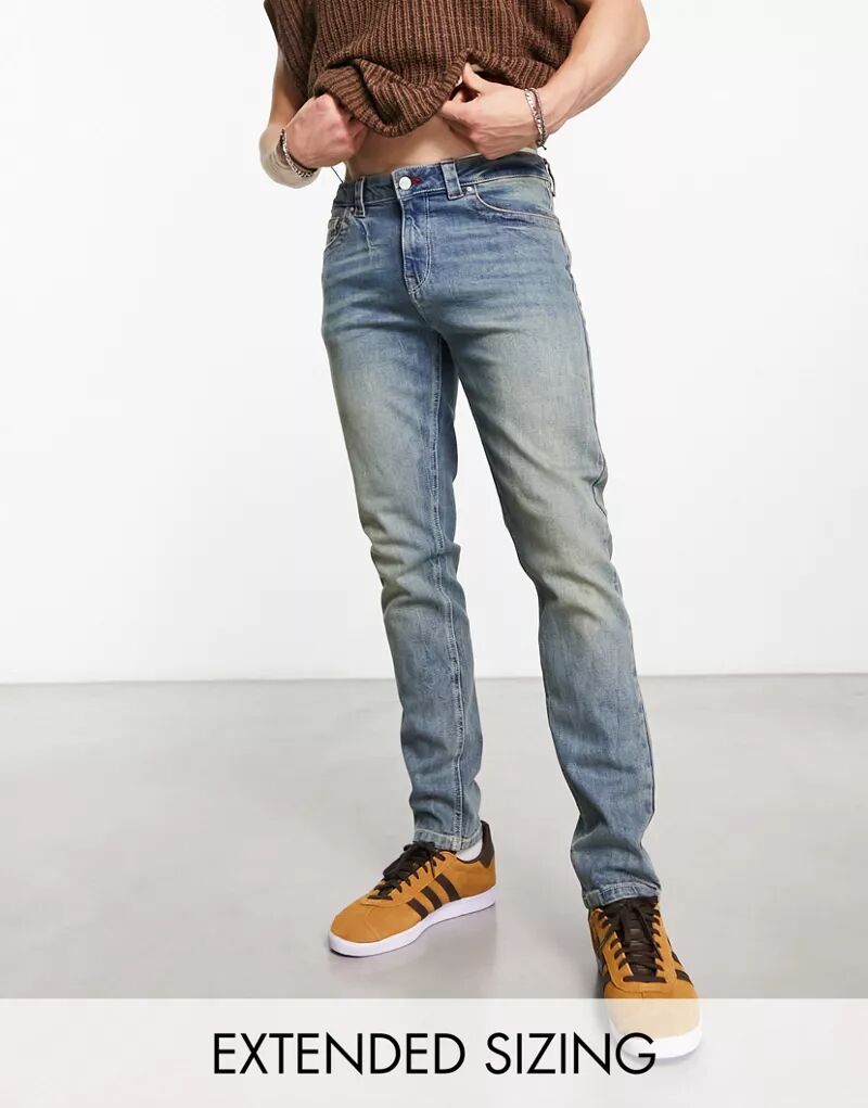 Голубые джинсы скинни ASOS в стиле 2000-х годов с стежками