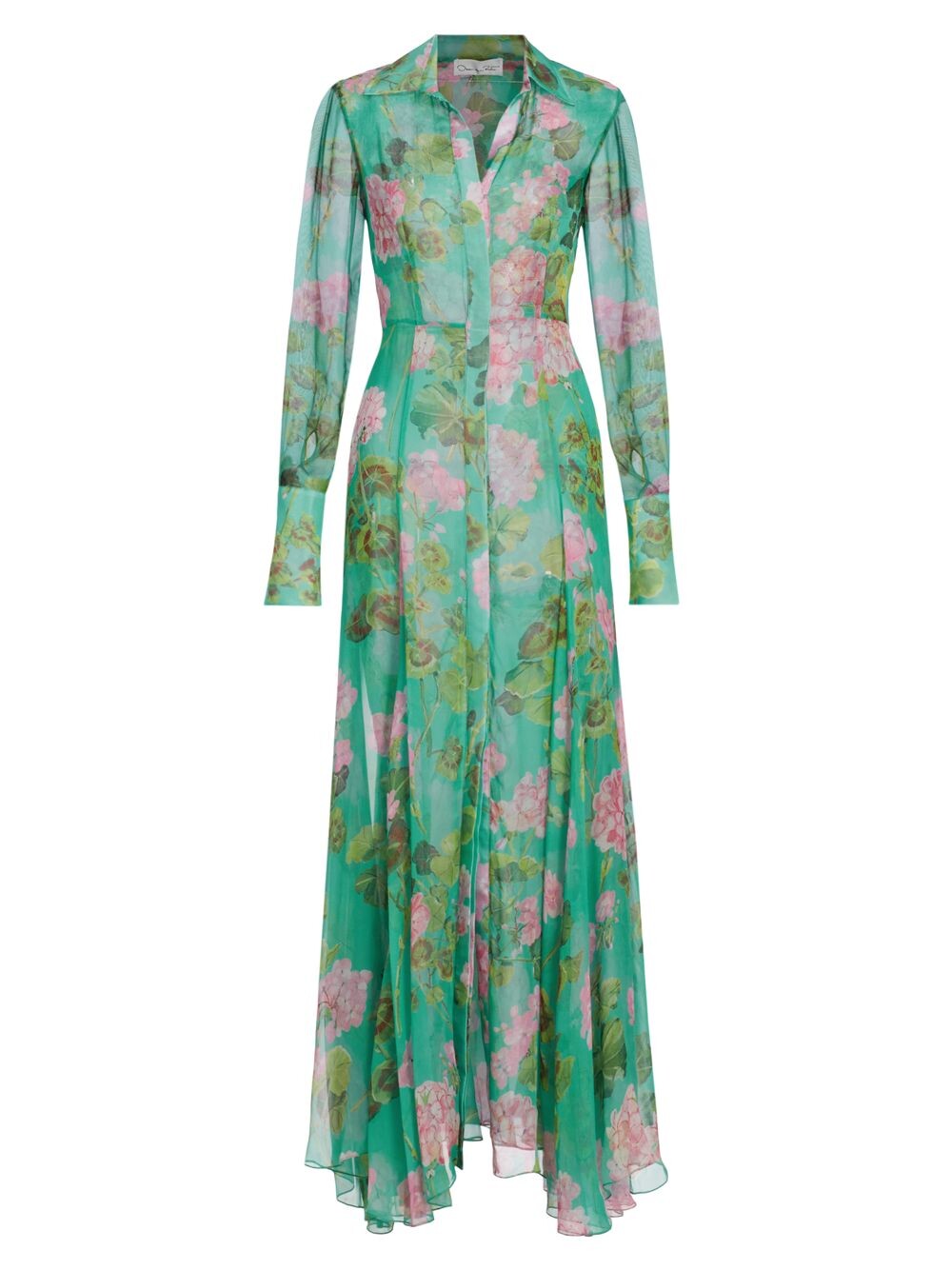 

Шелковое шифоновое макси-платье Geranium Oscar de la Renta, розовый