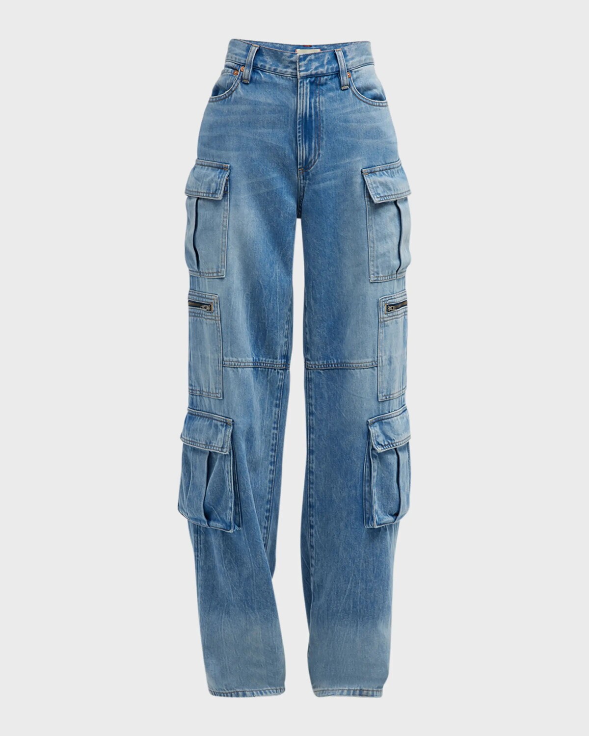 

Джинсовые брюки карго Cay Baggy Alice + Olivia, цвет Brea Blue