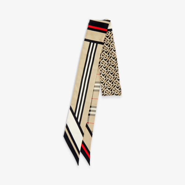 

Узкий шарф из шелкового твила в клетку Burberry, бежевый