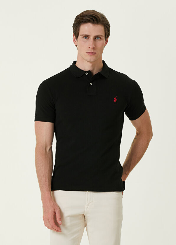 

Черная футболка с воротником-поло и логотипом Polo Ralph Lauren, Черный