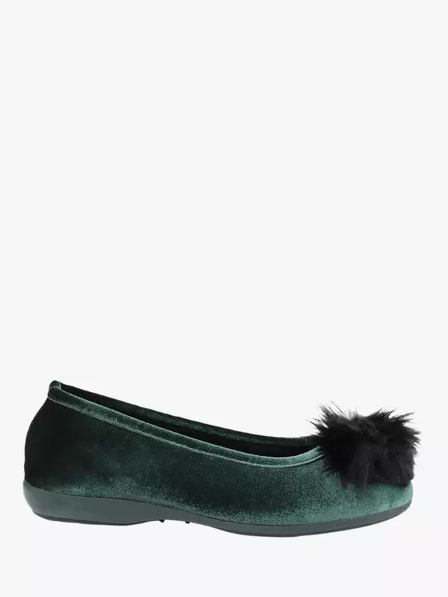 

Тапочки Jones Bootmaker Erika Velvet Pom Ballet, зеленый