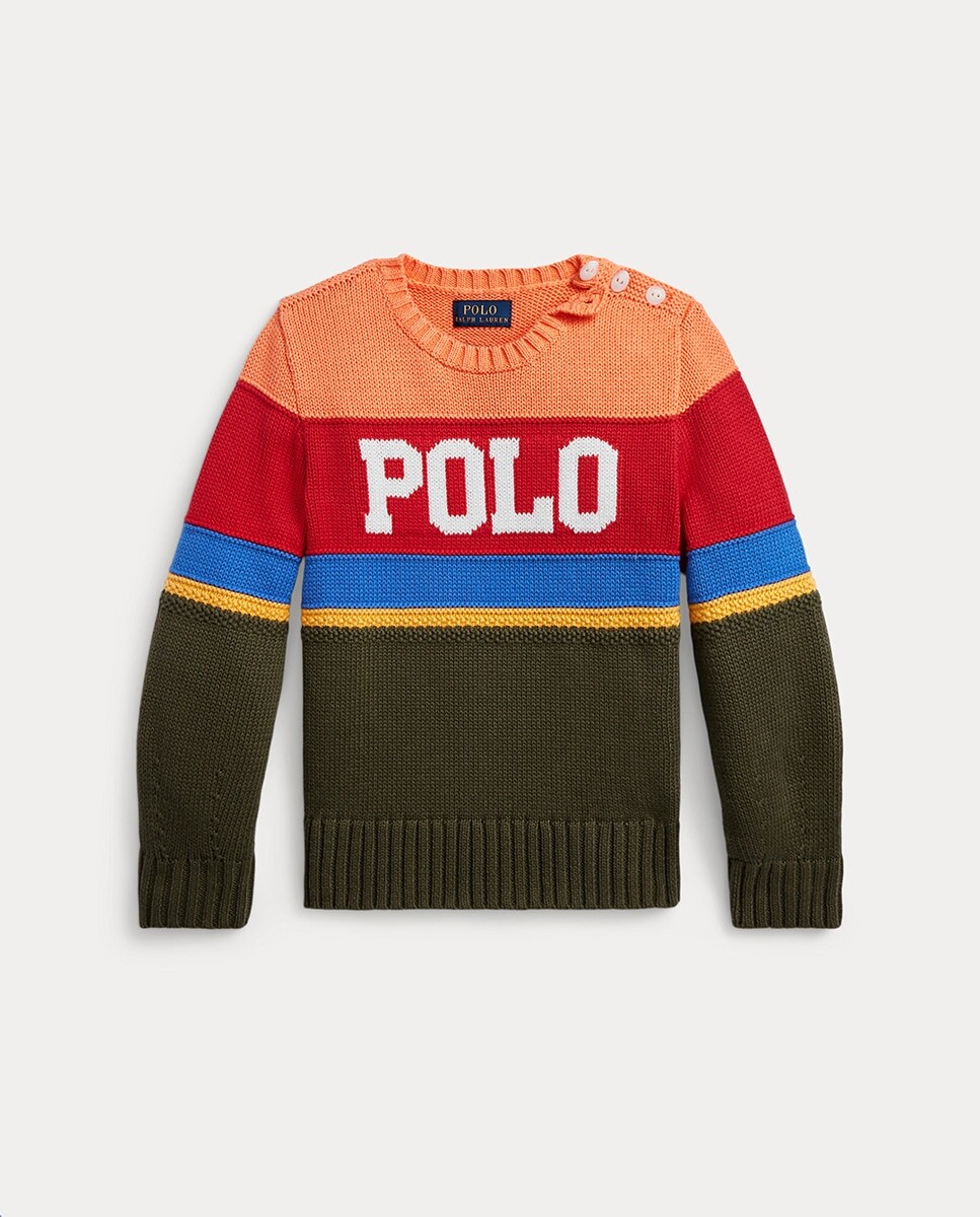

Полосатый хлопковый свитер для девочки Polo Ralph Lauren, мультиколор